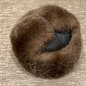 Vintage Russian Real Mink and Leather Hat